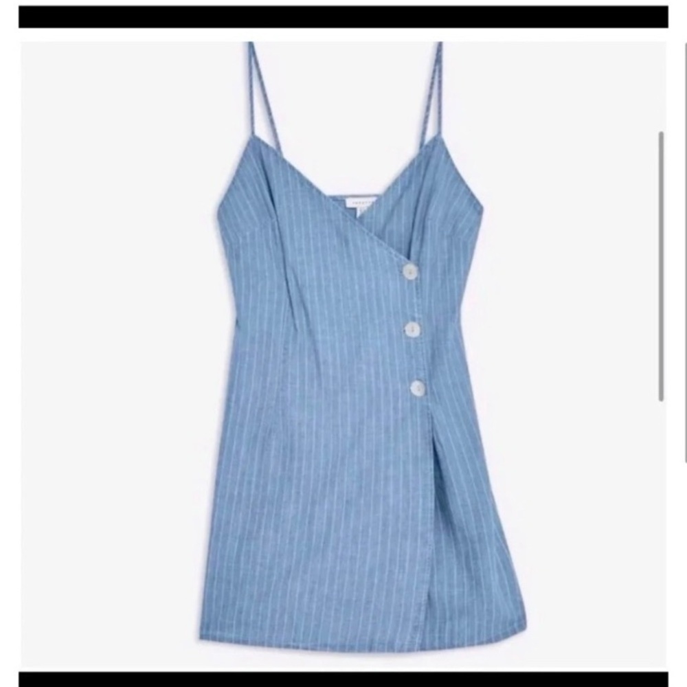 TOPSHOP Chambray Striped Mini Dress - Picture 4 of 7